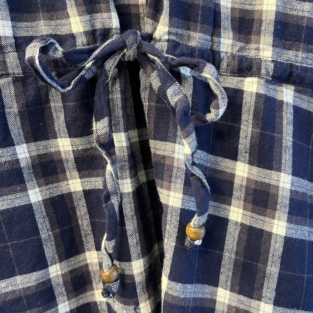 Annabelle navy white gray flannel plaid pocket shirt dress size Large - Picture 6 of 10